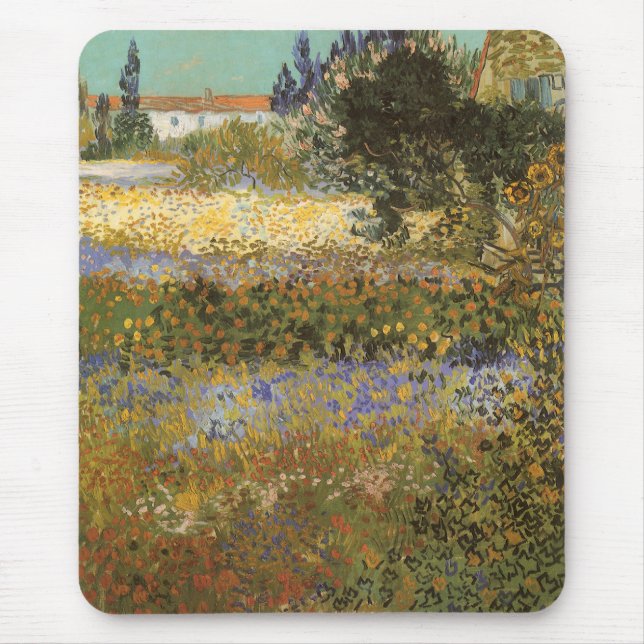 Vincent van Gogh - Blühender Garten Mousepad (Vorne)