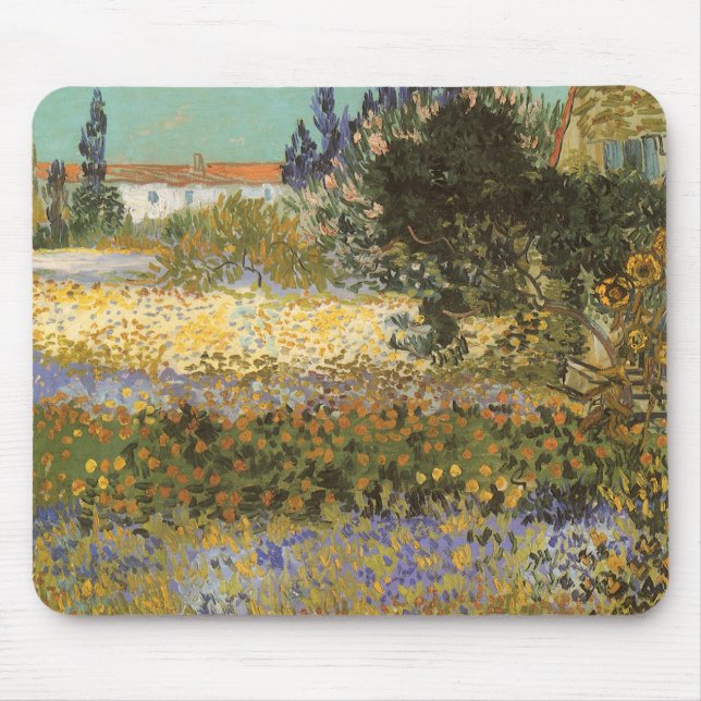 Vincent van Gogh - Blühender Garten Mousepad (Vorne)