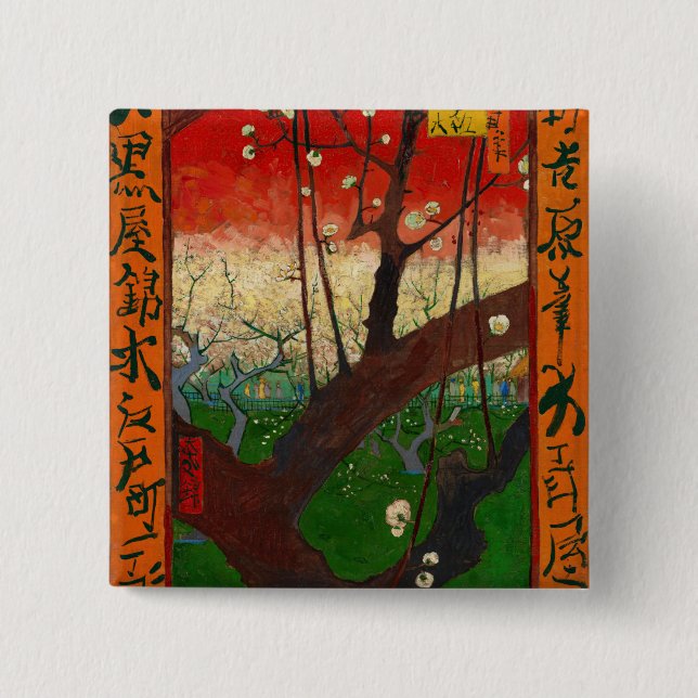 Vincent van Gogh - Blühender Pflaumenbaumgarten Button (Vorderseite)