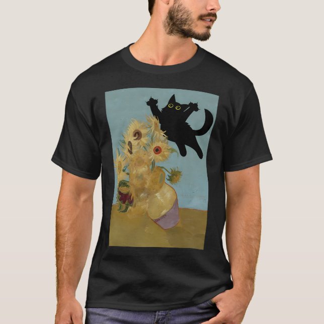 Vincent Van Gogh Blume Cat T-Shirt (Vorderseite)