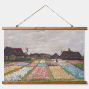 Vincent van Gogh - Blumenbeete in Holland Wandteppich Mit Holzrahmen