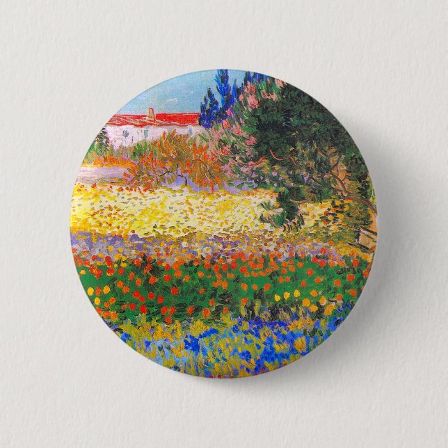 Vincent Van Gogh Blütengarten Button (Vorderseite)