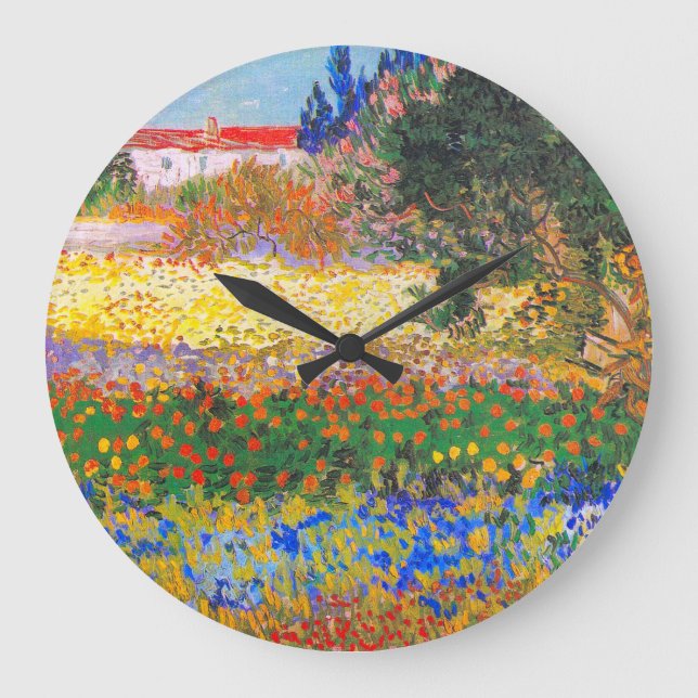 Vincent Van Gogh Blütengarten Große Wanduhr (Vorderseite)