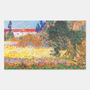 Vincent Van Gogh Blütengarten Rechteckiger Aufkleber