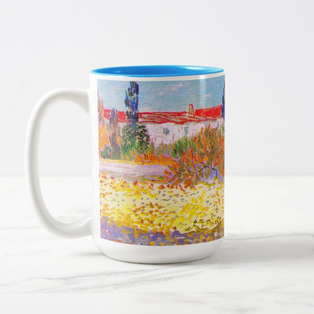 Vincent Van Gogh Blütengarten Zweifarbige Tasse (Links)
