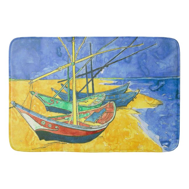 Vincent van Gogh Boats at Saintes-Marie watercol Badematte (Vorderseite)