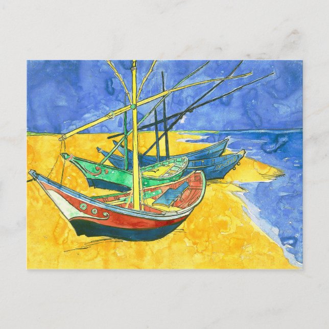 Vincent van Gogh Boats at Saintes-Marie watercol Postkarte (Vorderseite)