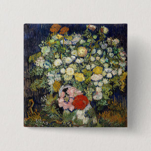 Vincent van Gogh - Bouquet der Blume in einer Vase Button