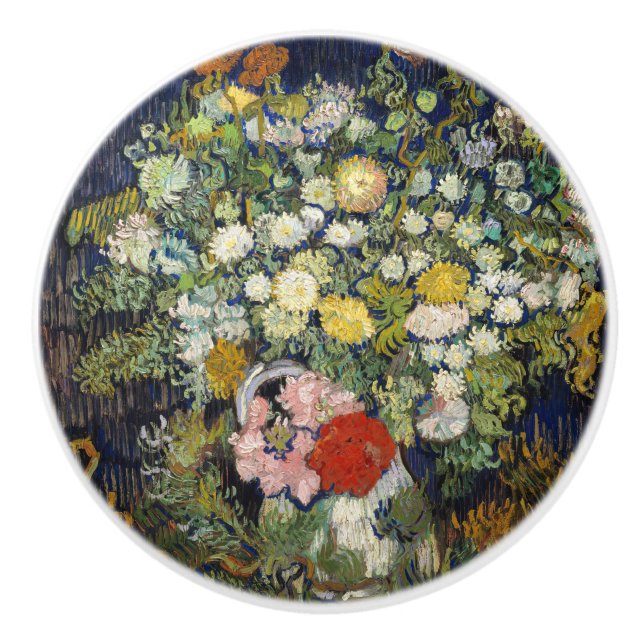Vincent van Gogh - Bouquet der Blume in einer Vase Keramikknauf (Vorderseite)