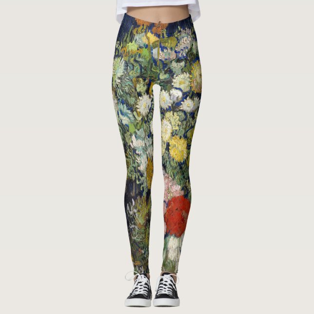 Vincent van Gogh - Bouquet der Blume in einer Vase Leggings (Vorderseite)