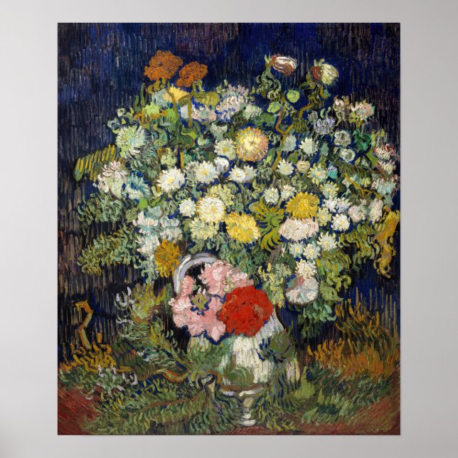 Vincent van Gogh - Bouquet der Blume in einer Vase Poster (Vorne)