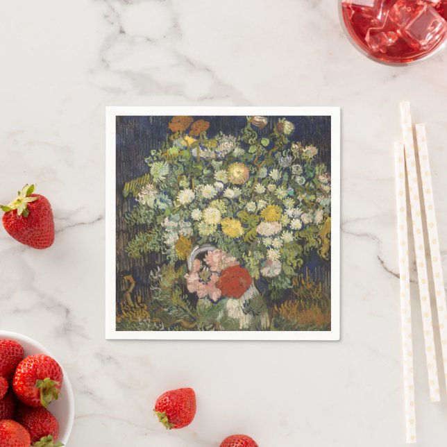 Vincent van Gogh Bouquet von Blume in einer Vase Serviette (Beispiel)