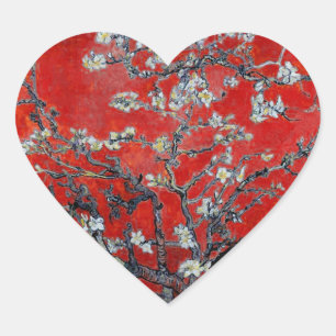 Vincent van Gogh Branchen mit Almond Blossom Herz-Aufkleber