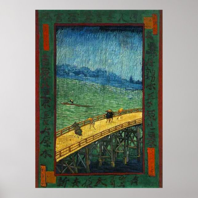 Vincent van Gogh Bridge in Rain (nach Hiroshige) Poster (Vorne)