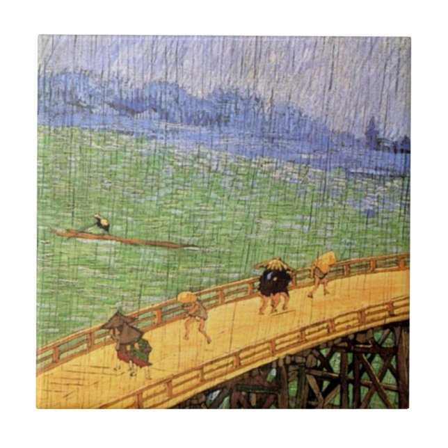 Vincent Van Gogh - Brücke im Regen Japanische Kuns Fliese (Vorderseite)