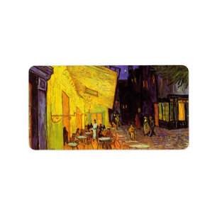 Vincent Van Gogh Cafe Terrace At Night Fine Art Adressaufkleber