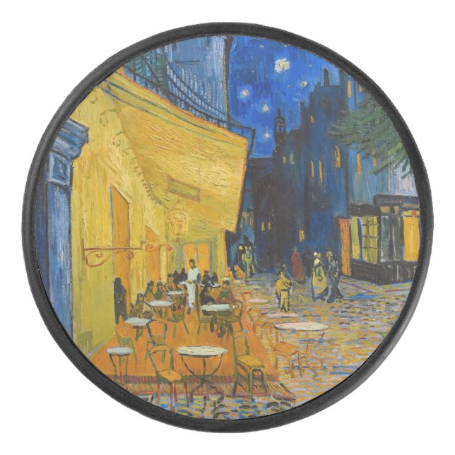 Vincent van Gogh - Café Terrasse am Abend Eishockey Puck (Vorderseite)