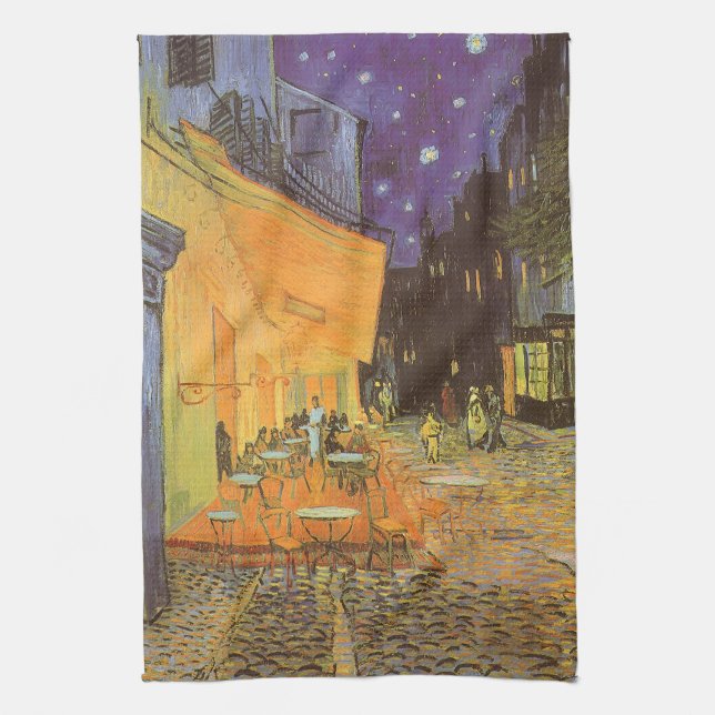 Vincent van Gogh - Café Terrasse am Abend Handtuch (Vertikal)