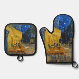 Vincent van Gogh - Café Terrasse am Abend Ofenhandschuh & Topflappen-Set