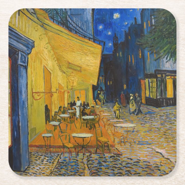 Vincent van Gogh - Café Terrasse am Abend Rechteckiger Pappuntersetzer (Vorderseite)