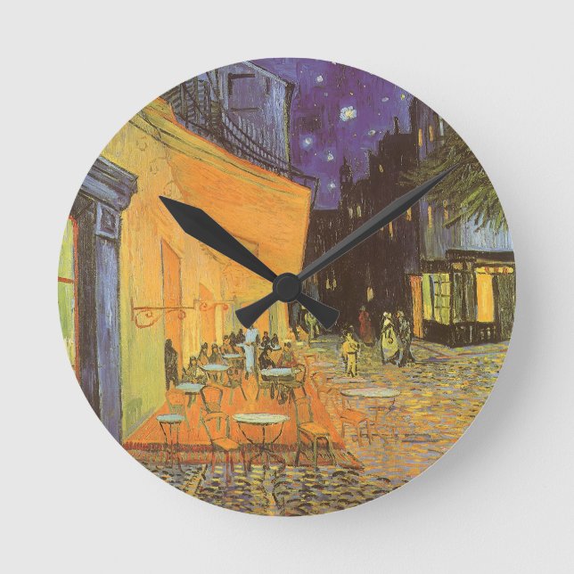 Vincent van Gogh - Café Terrasse am Abend Runde Wanduhr (Vorderseite)
