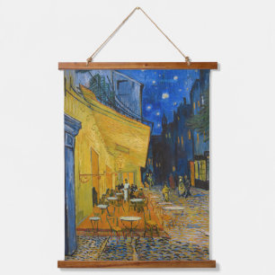 Vincent van Gogh - Café Terrasse am Abend Wandteppich Mit Holzrahmen