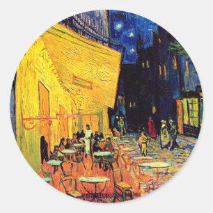 Vincent Van Gogh - Café-Terrasse bei Nacht Fine Ar Runder Aufkleber