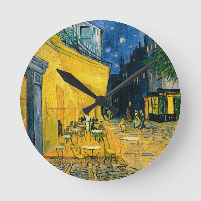 Vincent van Gogh | Cafe Terrasse, Place du Forum Runde Wanduhr (Vorderseite)