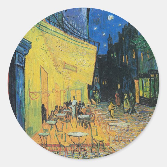 Vincent van Gogh Café Terrasse Runder Aufkleber (Vorderseite)
