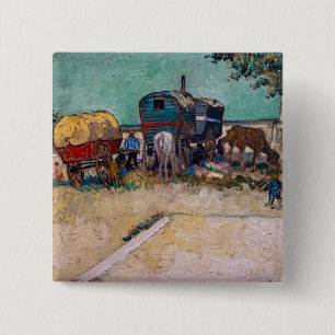 Vincent Van Gogh - Caravans, Sinti und Roma Camp b Button