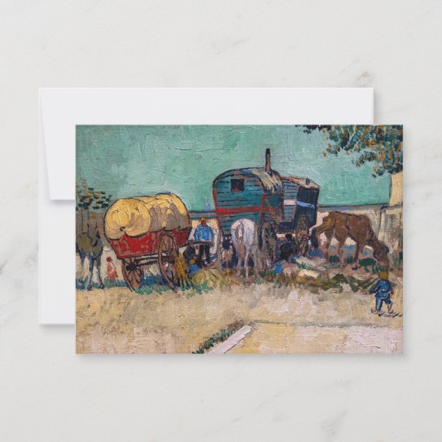 Vincent Van Gogh - Caravans, Sinti und Roma Camp b Dankeskarte (Vorderseite)