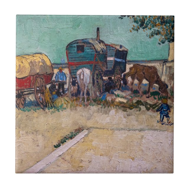 Vincent Van Gogh - Caravans, Sinti und Roma Camp b Fliese (Vorderseite)