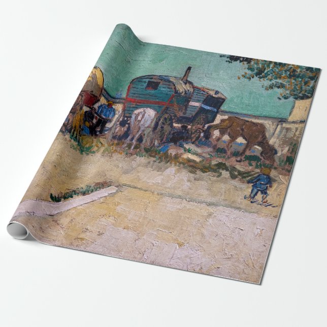 Vincent Van Gogh - Caravans, Sinti und Roma Camp b Geschenkpapier (Ungerollt)