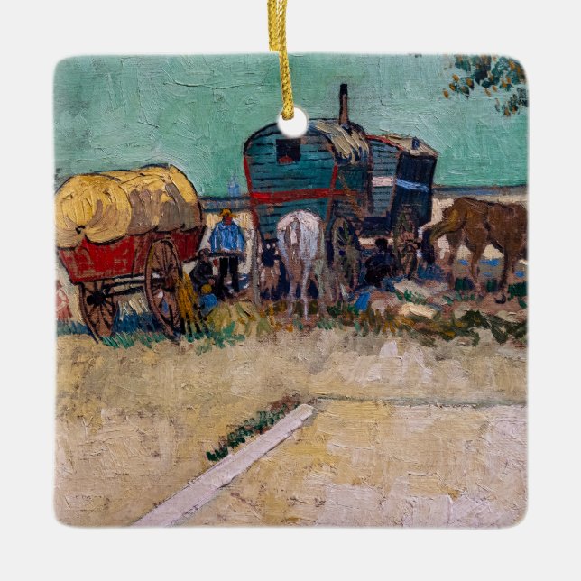 Vincent Van Gogh - Caravans, Sinti und Roma Camp b Keramikornament (Vorderseite)