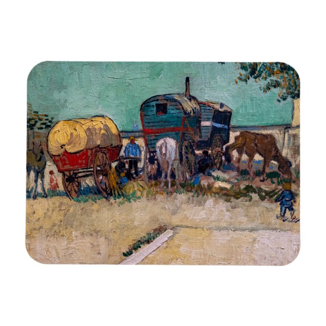 Vincent Van Gogh - Caravans, Sinti und Roma Camp b Magnet (Horizontal)
