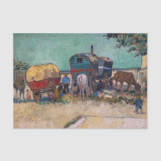 Vincent Van Gogh - Caravans, Sinti und Roma Camp b Seidenpapier (Vorderseite)