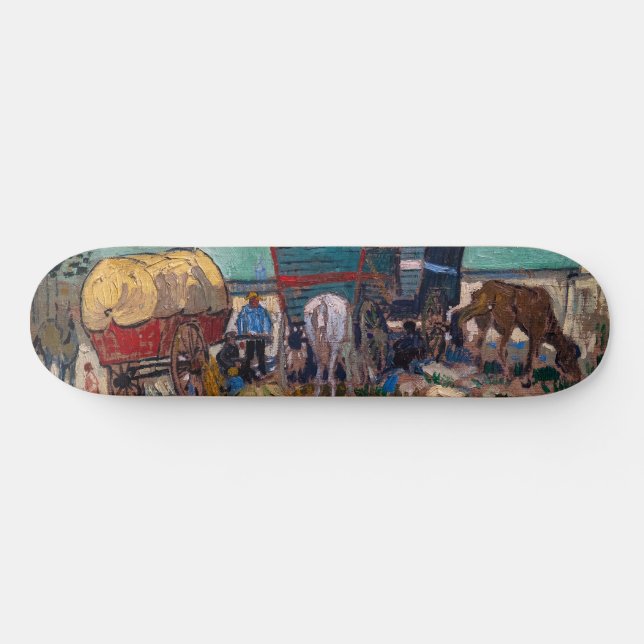 Vincent Van Gogh - Caravans, Sinti und Roma Camp b Skateboard (Horizontal)