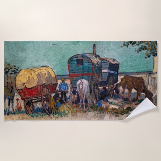 Vincent Van Gogh - Caravans, Sinti und Roma Camp b Strandtuch (Vorderseite)