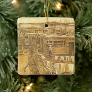 Vincent van Gogh - Carpenter's Yard and Wäsche Keramikornament
