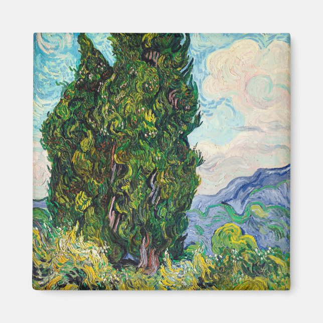 Vincent Van Gogh Cypresses Fine Art Art Magnet (Vorne)