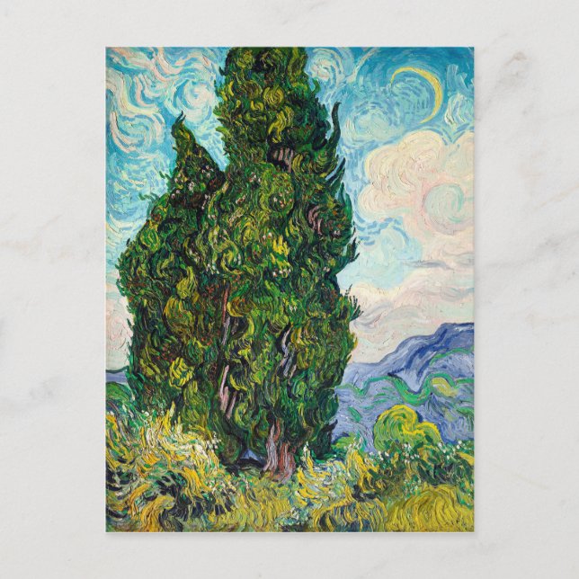 Vincent Van Gogh Cypresses Fine Art Art Postkarte (Vorderseite)