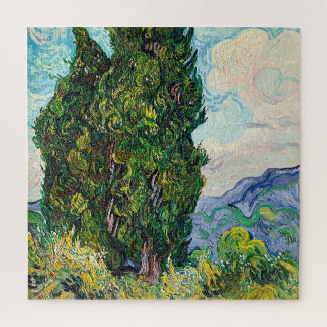 Vincent Van Gogh Cypresses Fine Art Art Puzzle (Vertikal)