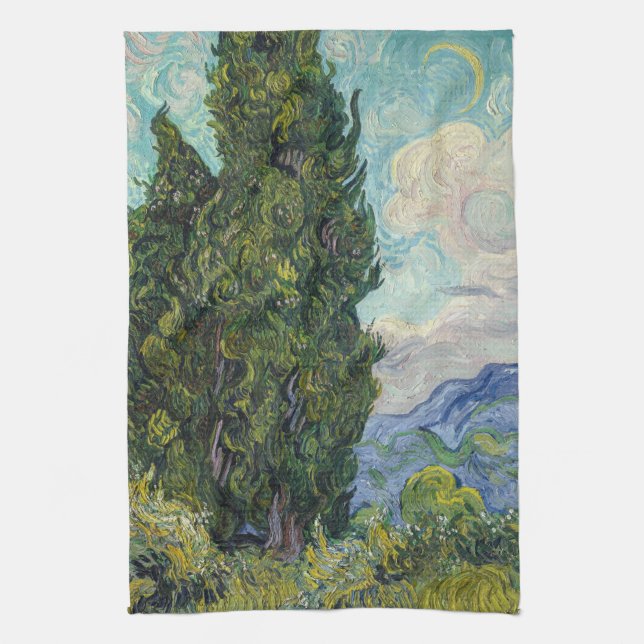 Vincent van Gogh - Cypresses Geschirrtuch (Vertikal)