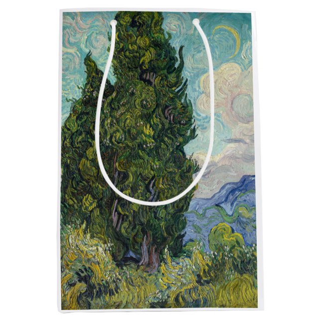 Vincent van Gogh - Cypresses Mittlere Geschenktüte (Vorderseite)
