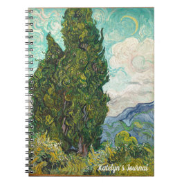 Vincent Van Gogh Cypresses Monogram Impressionist Notizblock