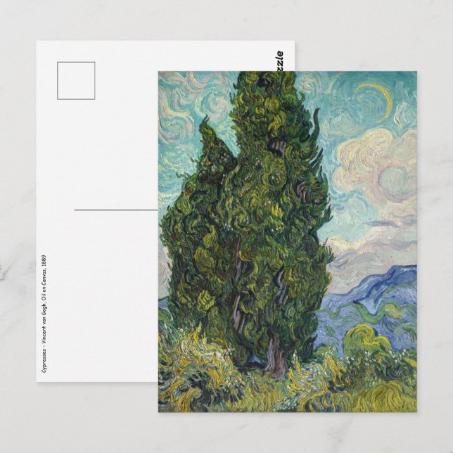 Vincent van Gogh - Cypresses Postkarte (Vorne/Hinten)