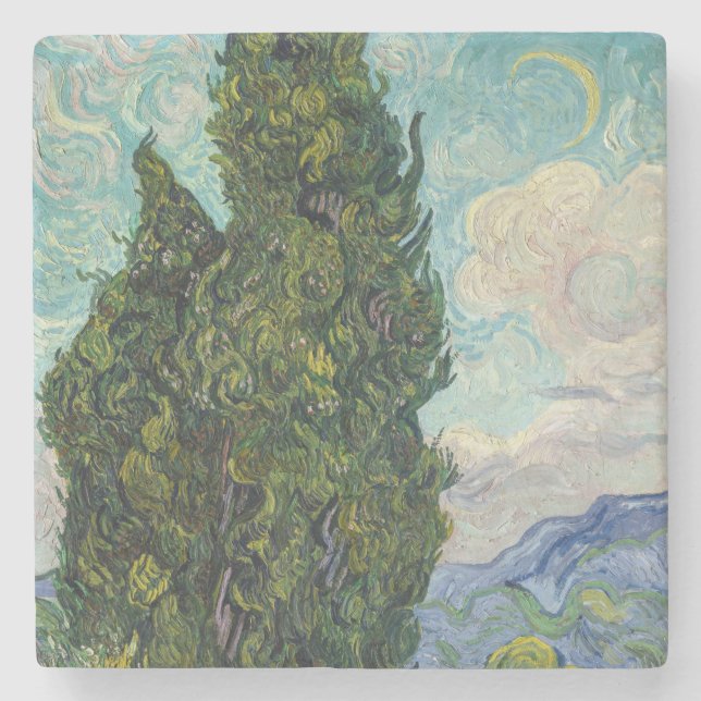 Vincent van Gogh - Cypresses Steinuntersetzer (Vorderseite)