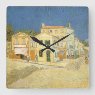 Vincent van Gogh - Das gelbe Haus (Die Straße) Quadratische Wanduhr
