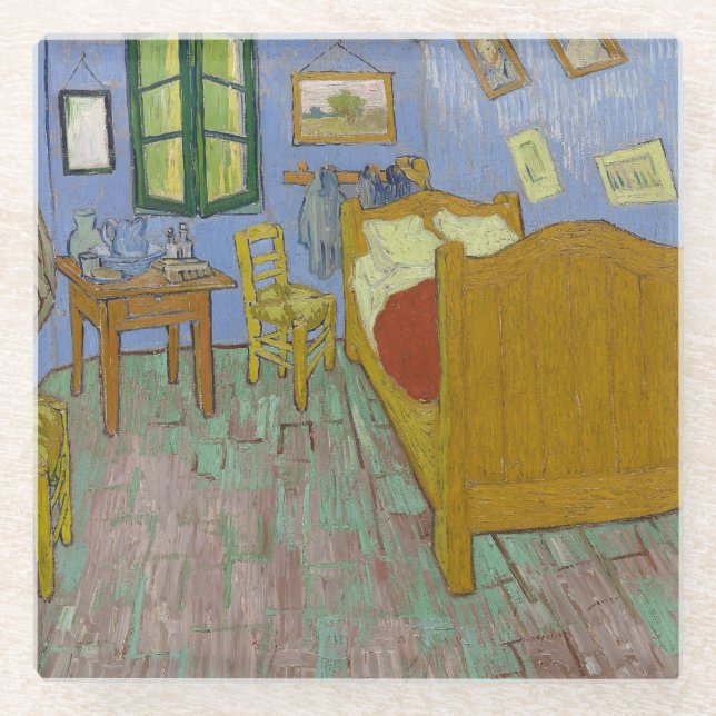 Vincent Van Gogh Das Schlafzimmer Glasuntersetzer (Vorderseite)
