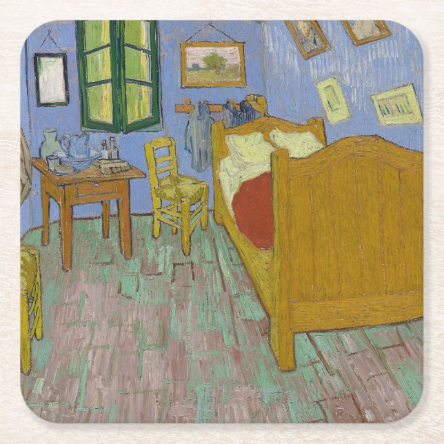 Vincent Van Gogh Das Schlafzimmer Rechteckiger Pappuntersetzer (Vorderseite)